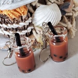 Mocha Bubble Tea Earrings